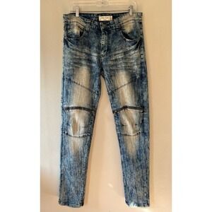 Blue Cult Mens Sz 32 Distressed Jeans Slim Fit‎ High Rise Moto Style Denim Pants